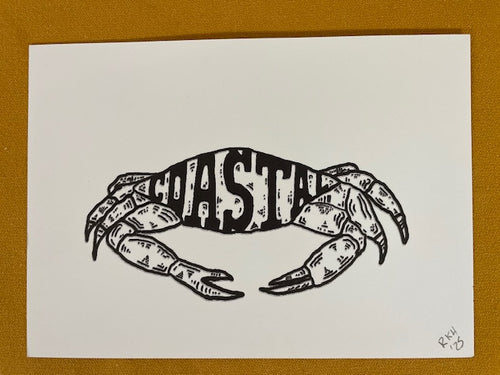 Graphic Post Card, Black and White, Crab