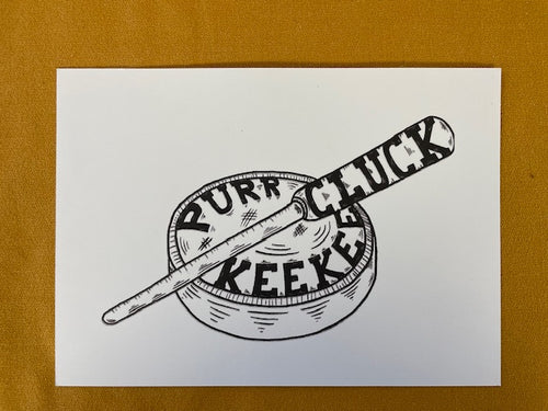 Graphic Post Card, Black and White, Duck Call