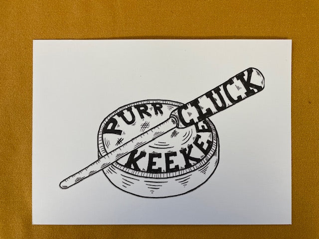 Graphic Post Card, Black and White, Duck Call