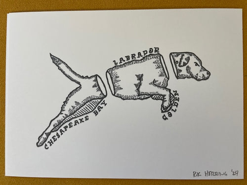 Graphic Post Card, Black and White, Labador