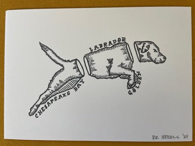 Graphic Post Card, Black and White, Labador