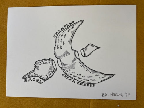 Graphic Post Card, Black and White, Pheasant