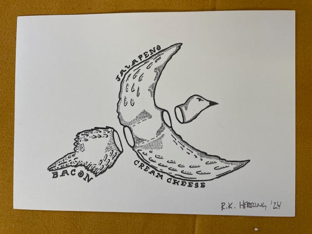 Graphic Post Card, Black and White, Pheasant