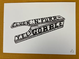 Graphic Post Card, Black and White, Turkey Call